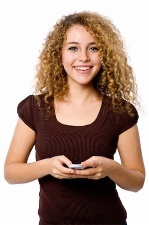 eastwestimaging (artist) - An attractive young woman with mobile phone on white background Fotografie stock - Microstock e Abbonamento, Codice: 400-04646218