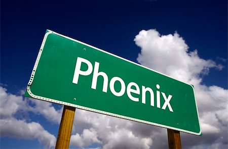 Phoenix Road Sign with dramatic blue sky and clouds - U.S. State Capitals Series. Stock Photo - Budget Royalty-Free & Subscription, Code: 400-04646455