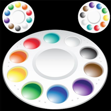 simsearch:400-04646511,k - Set of 3D images of a paint palette. Photographie de stock - Aubaine LD & Abonnement, Code: 400-04646536