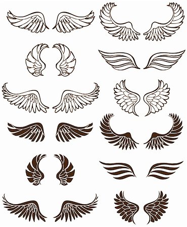 simsearch:400-04645691,k - Set of 12 sets of angel wings. Stock Photo - Budget Royalty-Free & Subscription, Code: 400-04646575