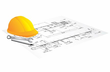 simsearch:400-04709640,k - Draft of building and worker tool on a table Stock Photo - Budget Royalty-Free & Subscription, Code: 400-04647000