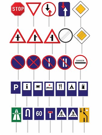 Road traffic different vector signs collection Stock Photo - Budget Royalty-Free & Subscription, Code: 400-04647024