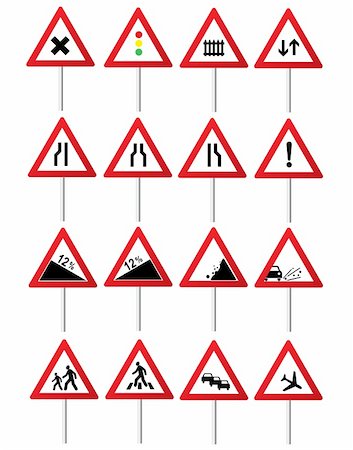 Road traffic different vector signs collection Stock Photo - Budget Royalty-Free & Subscription, Code: 400-04647023