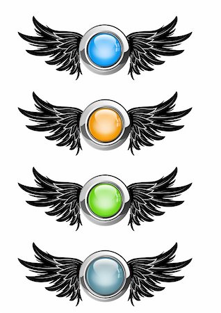 simsearch:400-04747279,k - Vector illustration of winged round buttons set Stock Photo - Budget Royalty-Free & Subscription, Code: 400-04647038