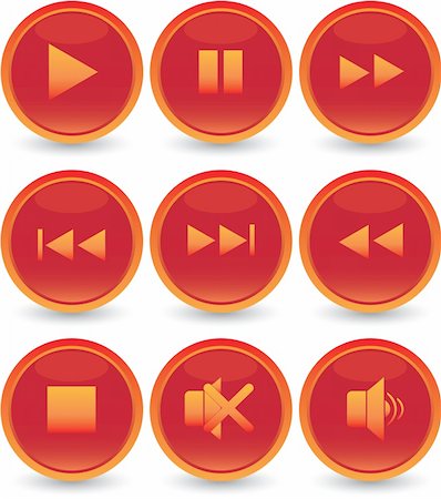 pause button - web icons set Stock Photo - Budget Royalty-Free & Subscription, Code: 400-04647059