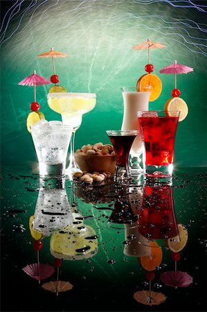 Margarita, Fizz, coffee liquor, cosmopolitan on the rocks and Colada with pistachio Stock Photo - Budget Royalty-Free & Subscription, Code: 400-04647119