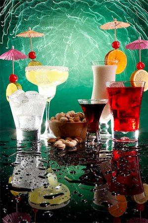 Margarita, Fizz, coffee liquor, cosmopolitan on the rocks and Colada with pistachio Stock Photo - Budget Royalty-Free & Subscription, Code: 400-04647121