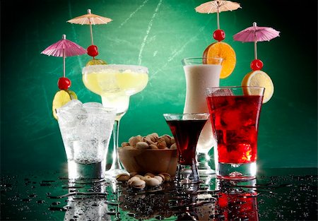 Margarita, Fizz, coffee liquor, cosmopolitan on the rocks and Colada with pistachio Stock Photo - Budget Royalty-Free & Subscription, Code: 400-04647122