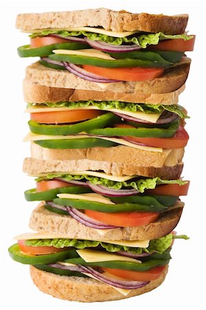 sandwich with cheese and vegetables isolated on white background Stock Photo - Budget Royalty-Free & Subscription, Code: 400-04647200