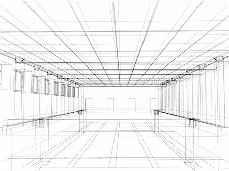 3d abstract sketch of an interior of a public building Stock Photo - Budget Royalty-Free & Subscription, Code: 400-04647266