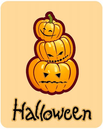 simsearch:400-07172678,k - halloween's drawing - three pumpkin heads of jack-o-lantern Photographie de stock - Aubaine LD & Abonnement, Code: 400-04647484