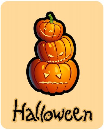 simsearch:400-05270213,k - halloween's drawing - three pumpkin heads of jack-o-lantern Foto de stock - Royalty-Free Super Valor e Assinatura, Número: 400-04647485