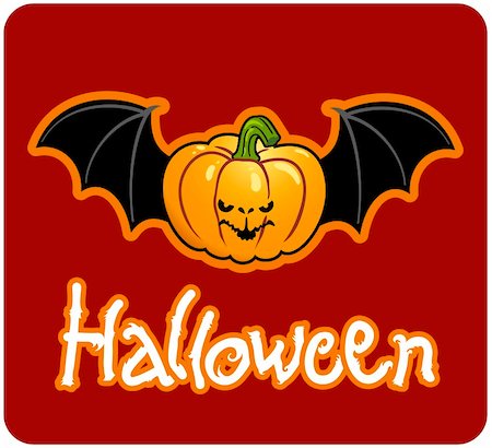 simsearch:400-04647487,k - halloween's drawing - a pumpkin head of Jack-O-Lantern with bat's wings Fotografie stock - Microstock e Abbonamento, Codice: 400-04647486