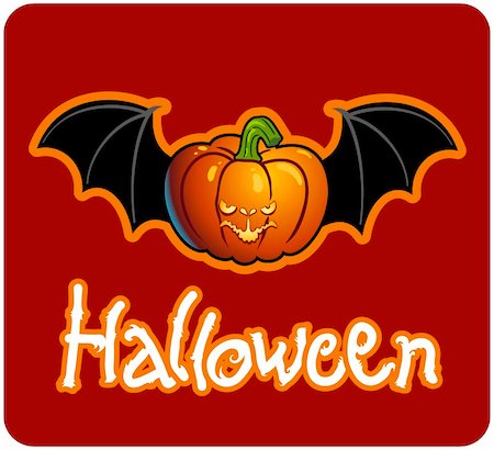simsearch:400-04421964,k - halloween's drawing - a pumpkin head of Jack-O-Lantern with bat's wings Foto de stock - Super Valor sin royalties y Suscripción, Código: 400-04647487