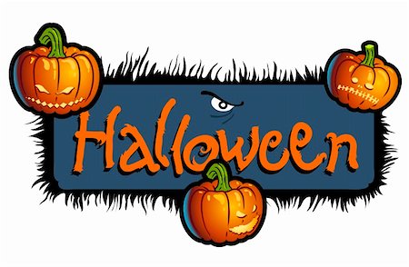 simsearch:400-04647487,k - Halloween scary titling with three pumpkin heads of Jack-O-Lantern Fotografie stock - Microstock e Abbonamento, Codice: 400-04647498