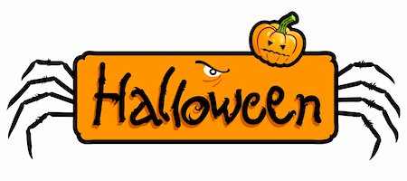 simsearch:400-04421964,k - Halloween scary titling with spider's legs and a pumpkin head of Jack-O-Lantern Foto de stock - Super Valor sin royalties y Suscripción, Código: 400-04647500