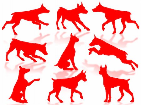 Dogs silhouette in different poses and attitudes Stock Photo - Budget Royalty-Free & Subscription, Code: 400-04647531