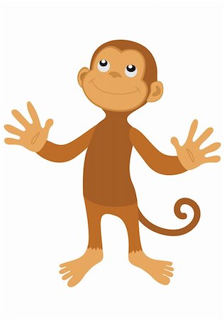 simsearch:400-05061435,k - Vector brown happy monkey with smile on face Fotografie stock - Microstock e Abbonamento, Codice: 400-04647558