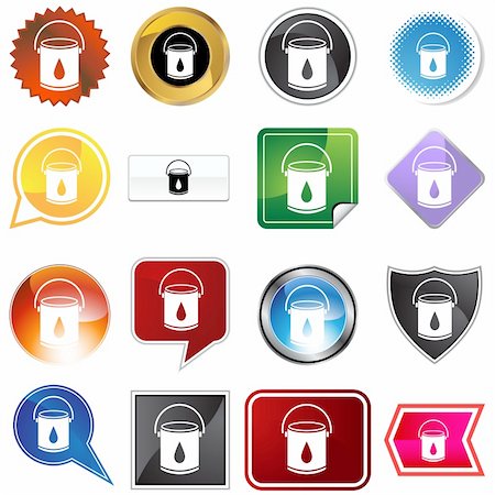 simsearch:400-04081519,k - paint bucket button set isolated on white background. Stock Photo - Budget Royalty-Free & Subscription, Code: 400-04647649