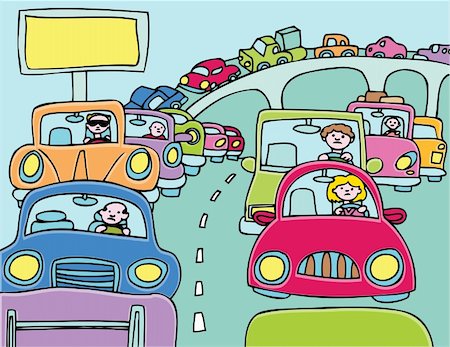 person stuck in traffic - Cars stuck in a traffic jam. Stock Photo - Budget Royalty-Free & Subscription, Code: 400-04647875