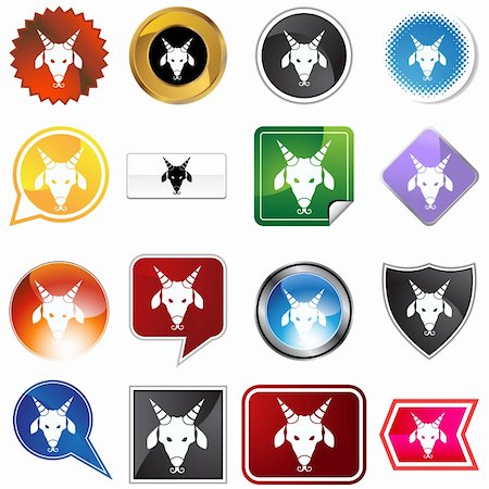 simsearch:400-04643244,k - A set of 16 icon buttons in different shapes and colors - Capricorn zodiac symbol. Stock Photo - Budget Royalty-Free & Subscription, Code: 400-04647885