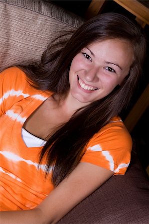 Teenager Smiling - Outside on the Couch Stock Photo - Budget Royalty-Free & Subscription, Code: 400-04647923