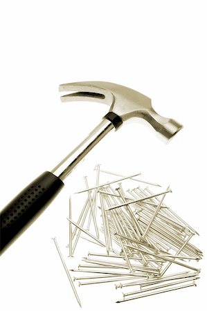 simsearch:700-02671340,k - Hammer and nails on white Stock Photo - Budget Royalty-Free & Subscription, Code: 400-04647945