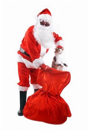 simsearch:400-05711921,k - santa claus in shades pulling a cat out of the sackr Stock Photo - Budget Royalty-Free & Subscription, Code: 400-04647999