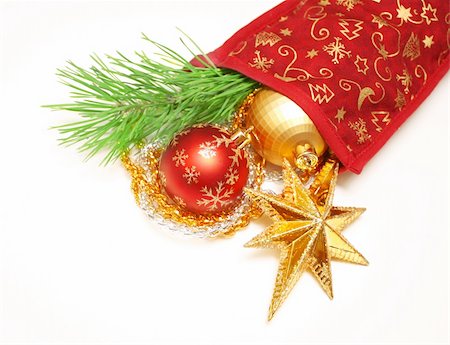 simsearch:400-06430253,k - Christmas ornaments and branch of a pine Stock Photo - Budget Royalty-Free & Subscription, Code: 400-04648028
