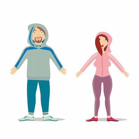 pilgrimartworks (artist) - fully editable vector couple in jogging suit set ready to Fotografie stock - Microstock e Abbonamento, Codice: 400-04648469