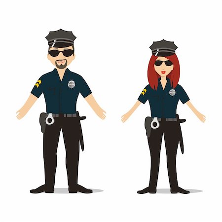 fully editable vector couple in police suit ready to use Stock Photo - Budget Royalty-Free & Subscription, Code: 400-04648525