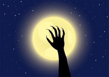 Werewolf's claws on a full moon background. Vector illustration Stock Photo - Budget Royalty-Free & Subscription, Code: 400-04648577