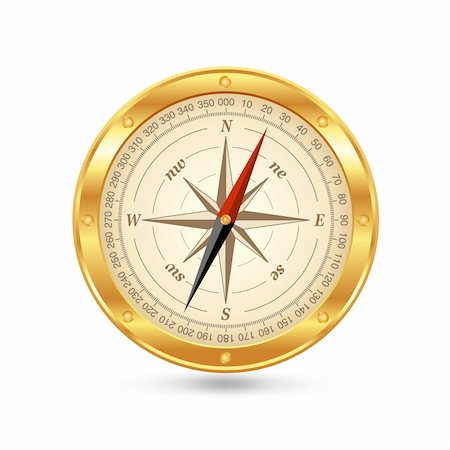 Vector illustration of golden compass isolated on white Stock Photo - Budget Royalty-Free & Subscription, Code: 400-04648662