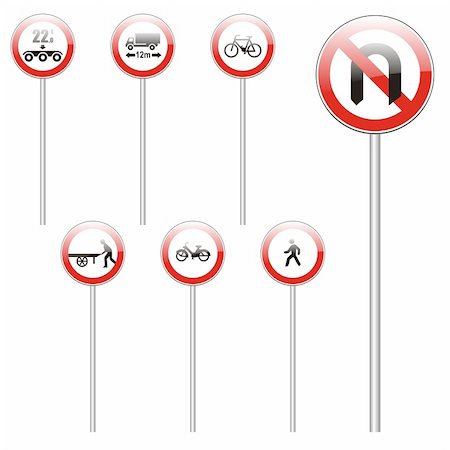simsearch:400-04648983,k - three hundred fully editable vector european traffic signs with details ready to use Stock Photo - Budget Royalty-Free & Subscription, Code: 400-04648949