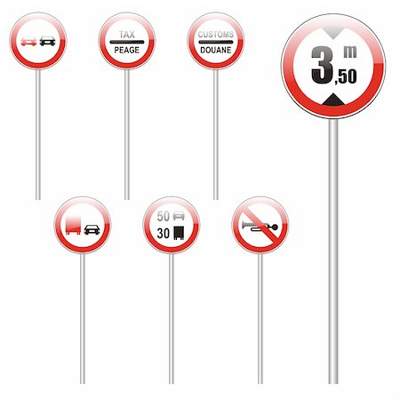 simsearch:400-04648983,k - three hundred fully editable vector european traffic signs with details ready to use Stock Photo - Budget Royalty-Free & Subscription, Code: 400-04648950