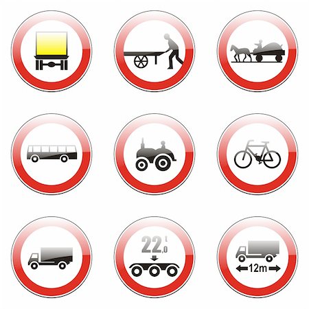 simsearch:400-04648983,k - three hundred fully editable vector european traffic signs with details ready to use Stock Photo - Budget Royalty-Free & Subscription, Code: 400-04648972
