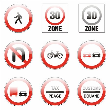simsearch:400-04648983,k - three hundred fully editable vector european traffic signs with details ready to use Stock Photo - Budget Royalty-Free & Subscription, Code: 400-04648973