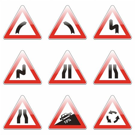 simsearch:400-04648983,k - three hundred fully editable vector european traffic signs with details ready to use Stock Photo - Budget Royalty-Free & Subscription, Code: 400-04648984