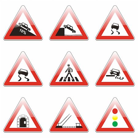 simsearch:400-04648983,k - three hundred fully editable vector european traffic signs with details ready to use Stock Photo - Budget Royalty-Free & Subscription, Code: 400-04648983