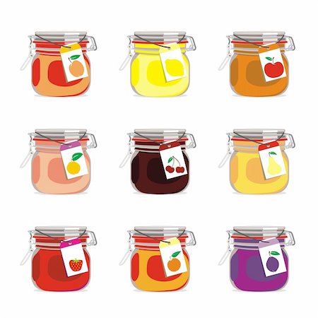 fully editable vector isolated jam jars set ready to use Stock Photo - Budget Royalty-Free & Subscription, Code: 400-04649019