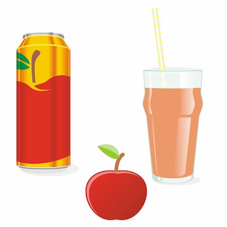 fullye ditable vector illustration of isolated juice glass and fruit Stock Photo - Budget Royalty-Free & Subscription, Code: 400-04649013