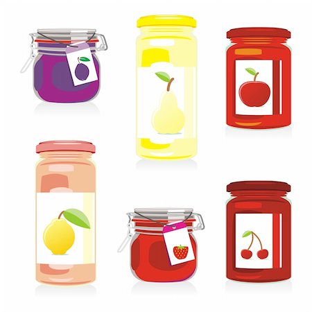 fully editable vector isolated jam jars set ready to use Stock Photo - Budget Royalty-Free & Subscription, Code: 400-04649048