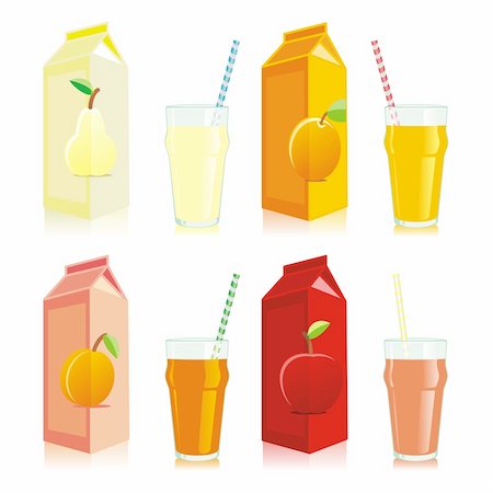 simsearch:400-04145618,k - fully editable vector illustration of isolated juice boxes and glasses Photographie de stock - Aubaine LD & Abonnement, Code: 400-04649042