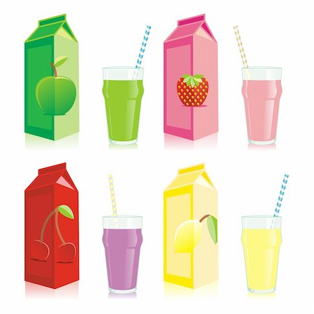 simsearch:400-04145428,k - fully editable vector illustration of isolated juice boxes and glasses Photographie de stock - Aubaine LD & Abonnement, Code: 400-04649043