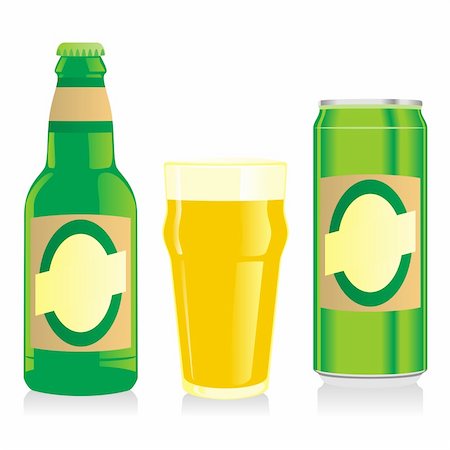 fully editable vector isolated different beer bottles, cans and glasses Stock Photo - Budget Royalty-Free & Subscription, Code: 400-04649147
