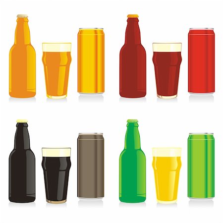 fully editable vector isolated bottles and glasses of different types of beer Stock Photo - Budget Royalty-Free & Subscription, Code: 400-04649149