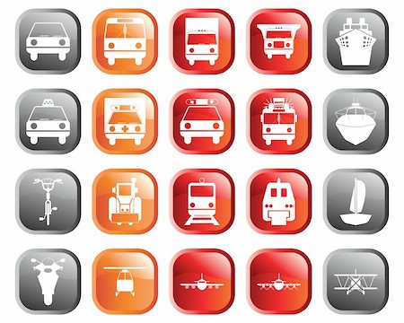 simsearch:400-08653702,k - Transportation set of different vector web icons Stock Photo - Budget Royalty-Free & Subscription, Code: 400-04649351
