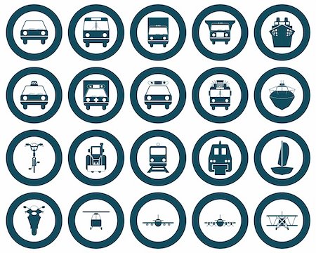 simsearch:400-08653702,k - Transportation set of different vector web icons Photographie de stock - Aubaine LD & Abonnement, Code: 400-04649353