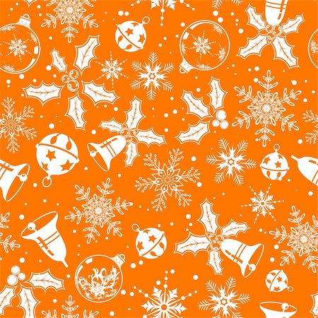 simsearch:400-05374108,k - Christmas seamless background with snowflake, mistletoe, bell, element for design, vector illustration Stock Photo - Budget Royalty-Free & Subscription, Code: 400-04649394