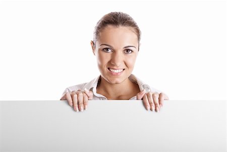 simsearch:400-05368656,k - Portrait of a beautiful woman holding a blank billboard Stockbilder - Microstock & Abonnement, Bildnummer: 400-04649491